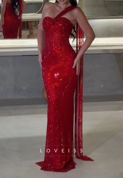 Sweetheart Strapless Sparkly Mermaid Red Prom Dress