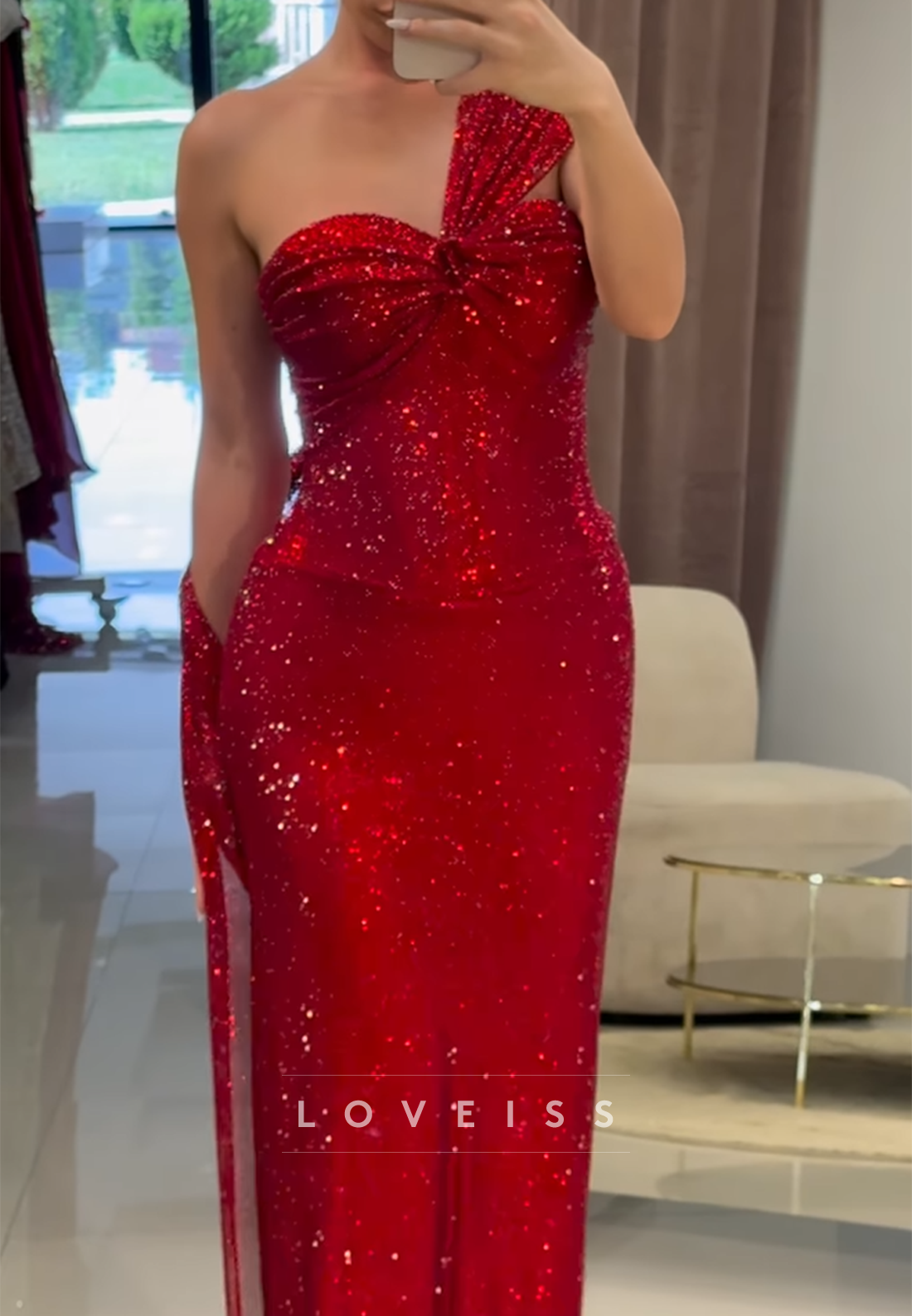 Sweetheart Strapless Sparkly Mermaid Red Prom Dress