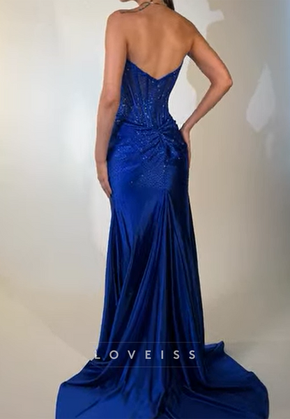 Sweetheart Strapless Sparkly Sheath Prom Dress