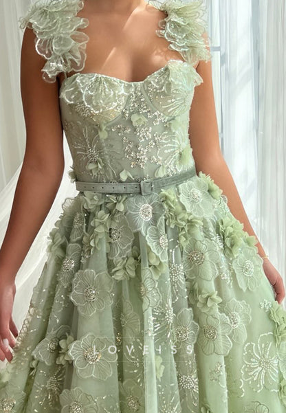 Sweetheart Straps Appliques A-Line Prom Dress