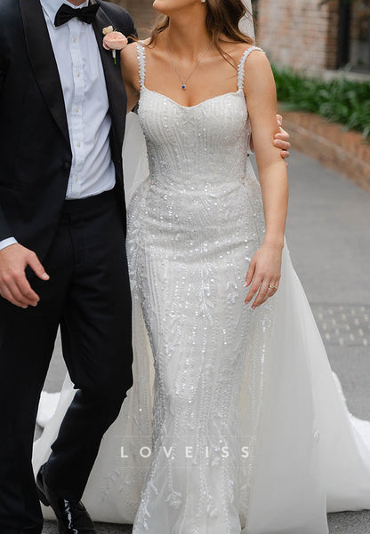 Sweetheart Straps Appliques Mermaid Wedding Dress