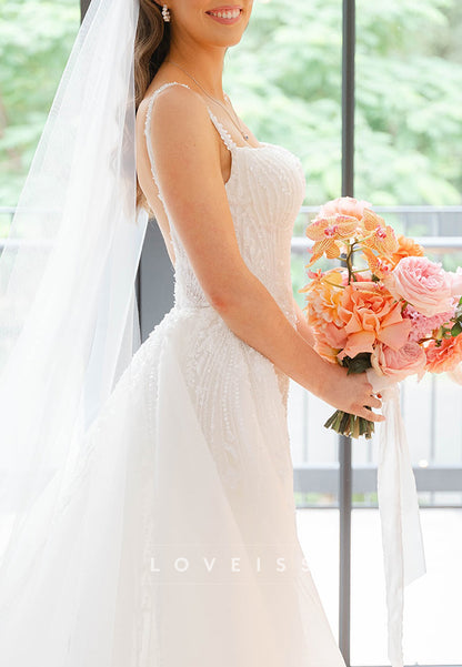 Sweetheart Straps Appliques Mermaid Wedding Dress