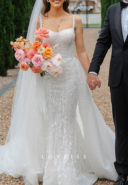 Sweetheart Straps Appliques Mermaid Wedding Dress