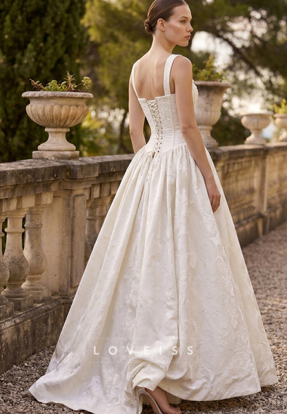 Sweetheart Straps Beaded A-Line Wedding Dress
