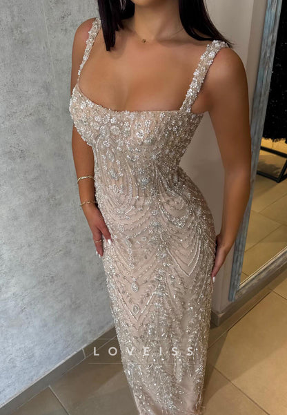 Sweetheart Straps Beaded Embroidery Mermaid Sparkly Prom Dress