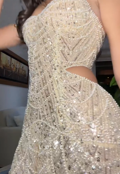 Sweetheart Straps Beaded Embroidery Sparkly A-Line Prom Dress