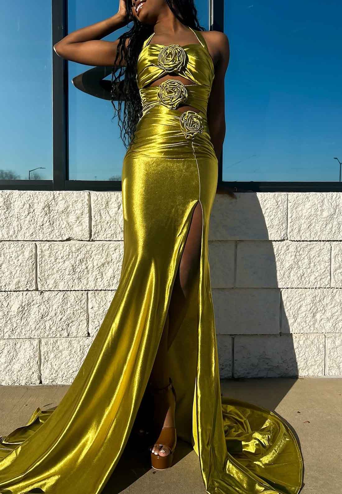 Sweetheart Straps Floral Side Slit Sleek Sheath Prom Dress