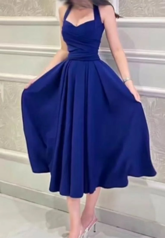 Sweetheart Straps Pleated A-Line Semi-Formal A-Line Cocktail Dress