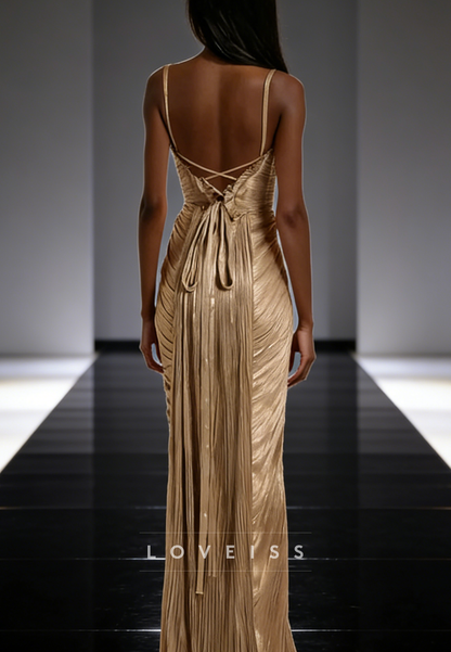 Sweetheart Straps Pleated Mermaid Evening Dress