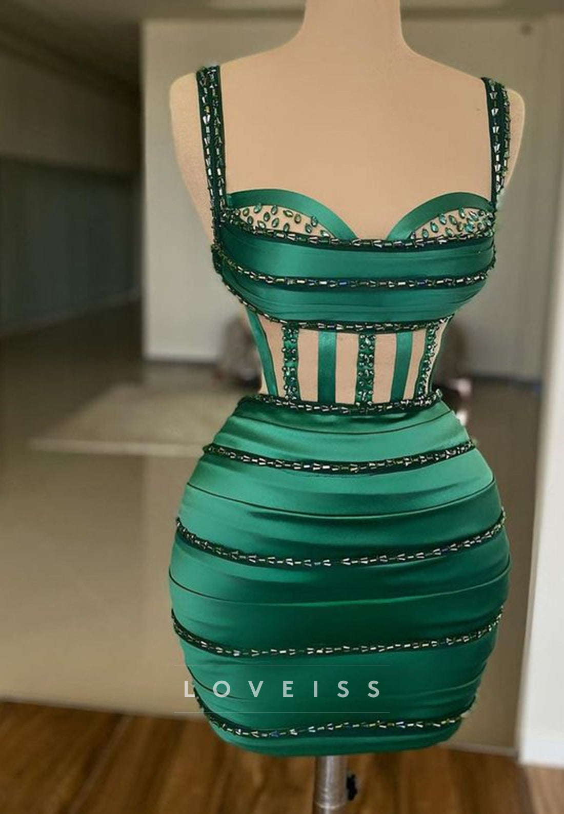 Sweetheart Straps Pleated Sheath Party Homecoming Dress with Beading