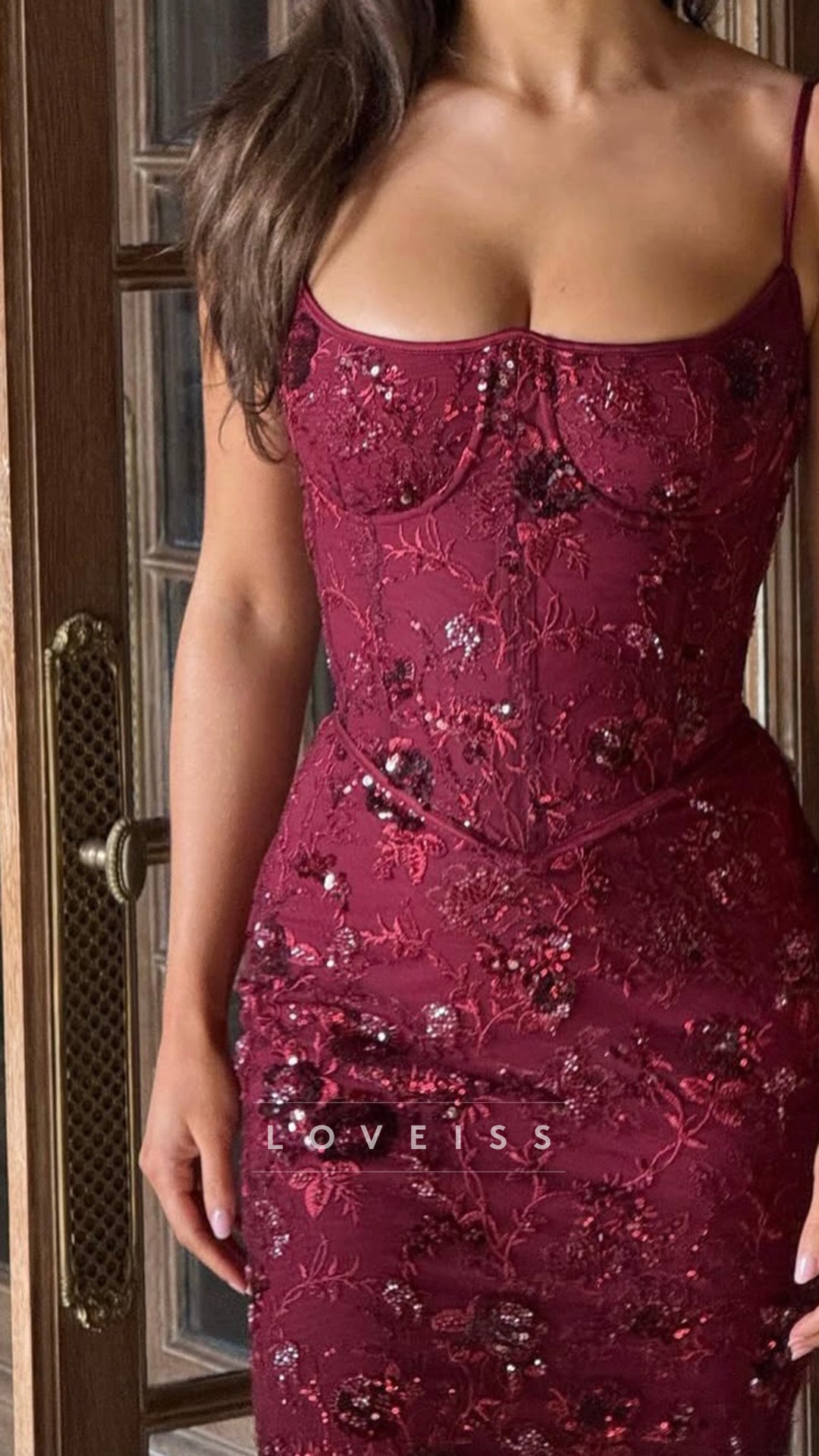 Sweetheart Straps Sequins Appliques Mermaid Prom Dress
