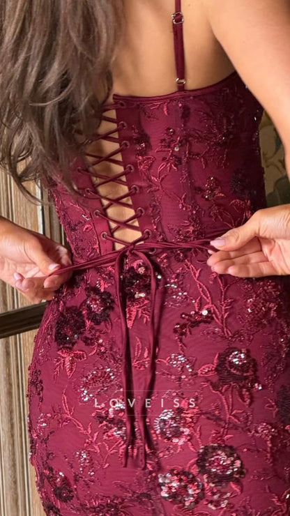 Sweetheart Straps Sequins Appliques Mermaid Prom Dress