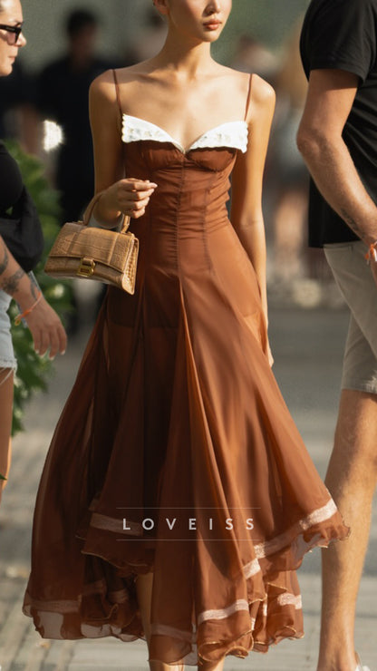 Sweetheart Straps Sleeveles A-Line Flowy Cocktail Dress