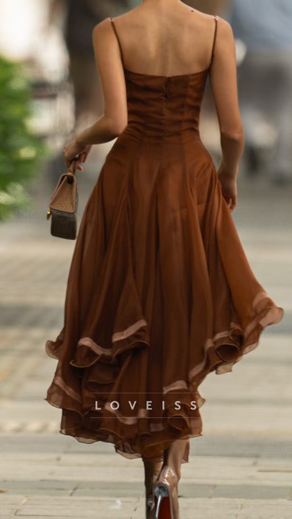 Sweetheart Straps Sleeveles A-Line Flowy Cocktail Dress