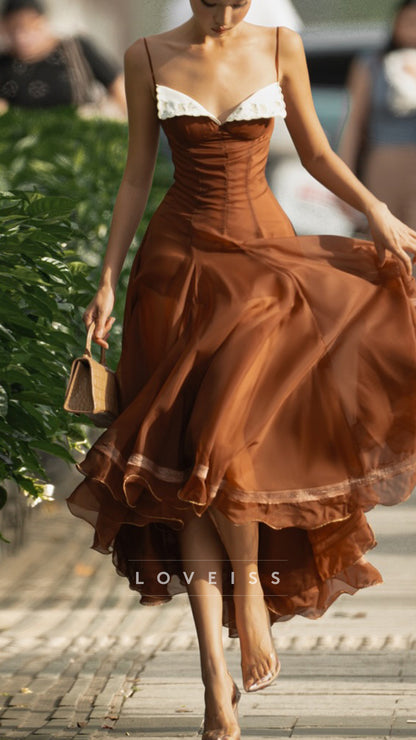 Sweetheart Straps Sleeveles A-Line Flowy Cocktail Dress