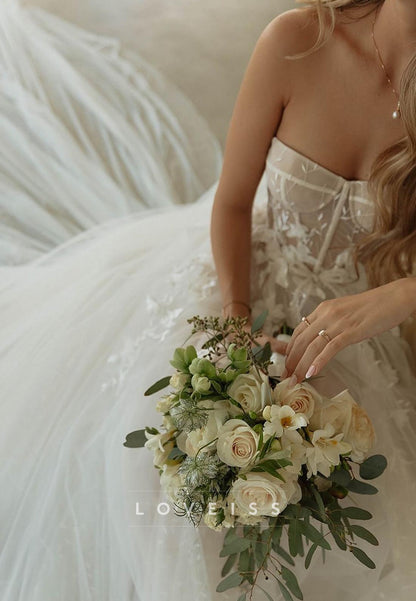 Sweetheart Tulle Appliques A--Line Wedding Dress