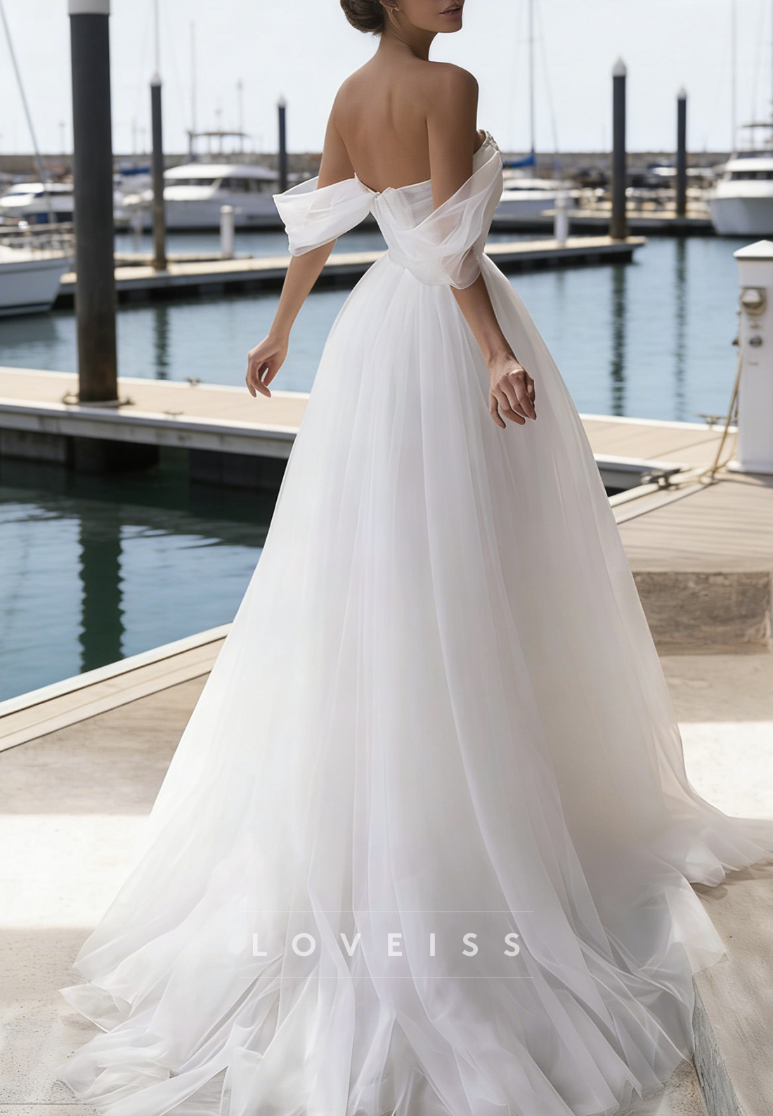 Sweetheart Tulle Pearl Pleated A-Line Wedding Dress