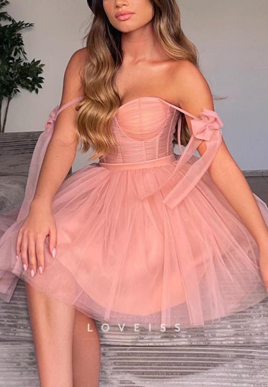 Sweetheart Tulle Pleated A-Line Short Party  Homecoming Dress