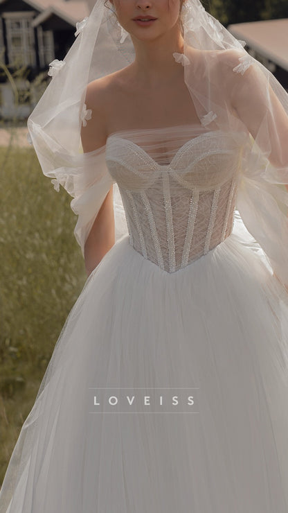 Sweetheart Tulle Pleated A-Line Sleeveless Wedding Dress