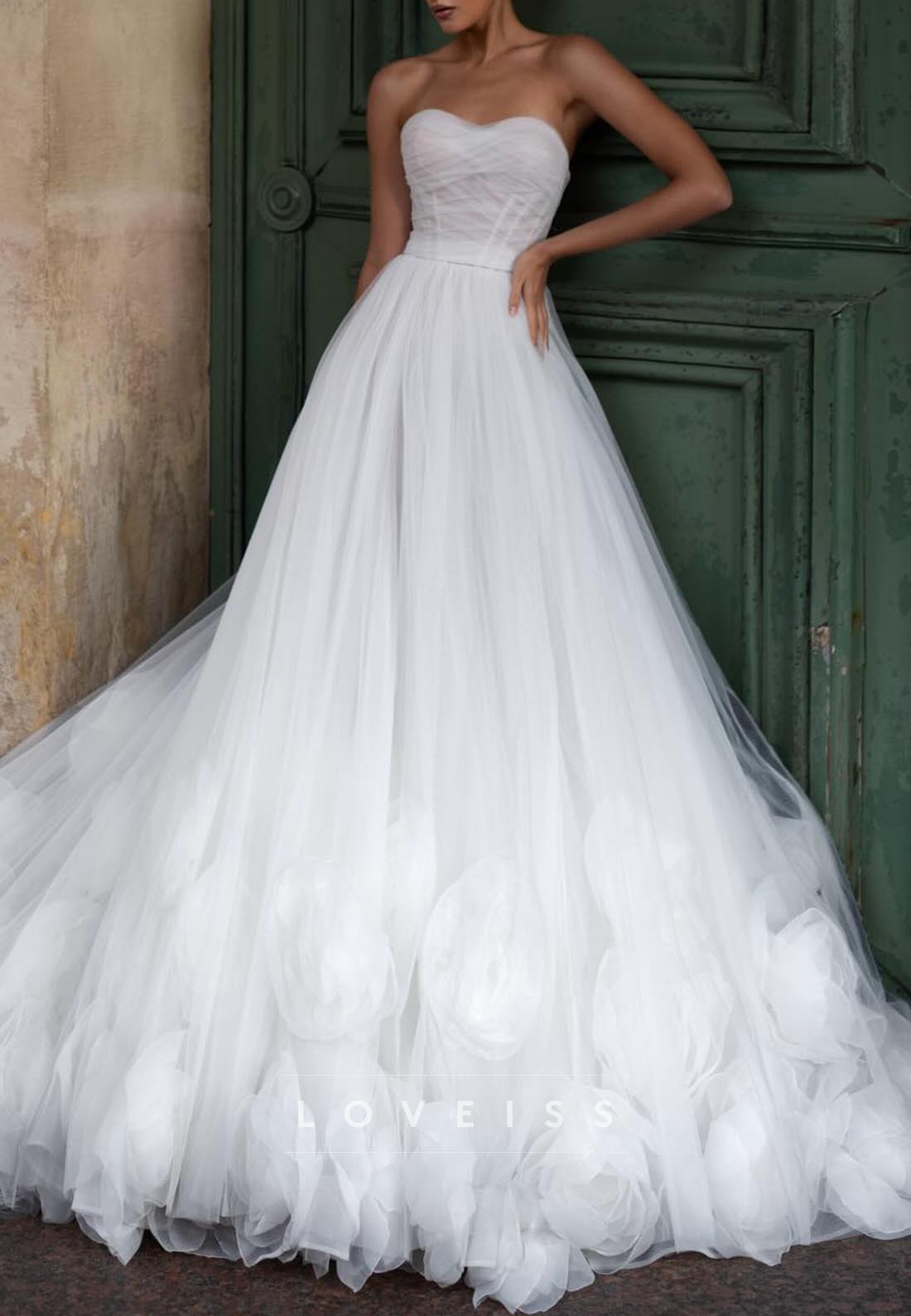 Sweetheart Tulle Pleated Ball Gown Wedding Dress