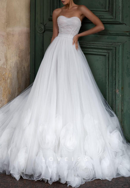 Sweetheart Tulle Pleated Ball Gown Wedding Dress