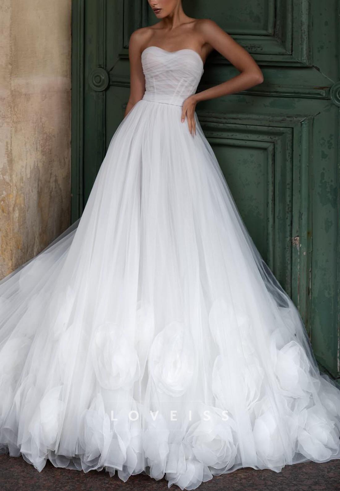 Sweetheart Tulle Pleated Ball Gown Wedding Dress
