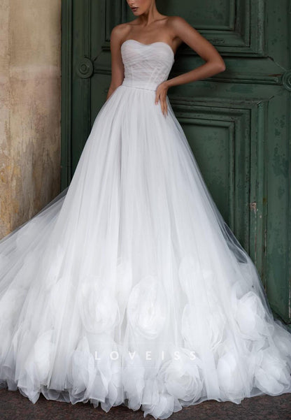 Sweetheart Tulle Pleated Ball Gown Wedding Dress