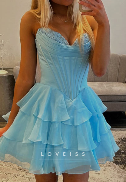 Sweetheart Appliques Tiered A-Line Short Homecoming Dress