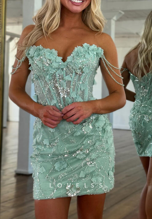 Sweetheart Floral Appliques Sheath Party Homecoming Dress