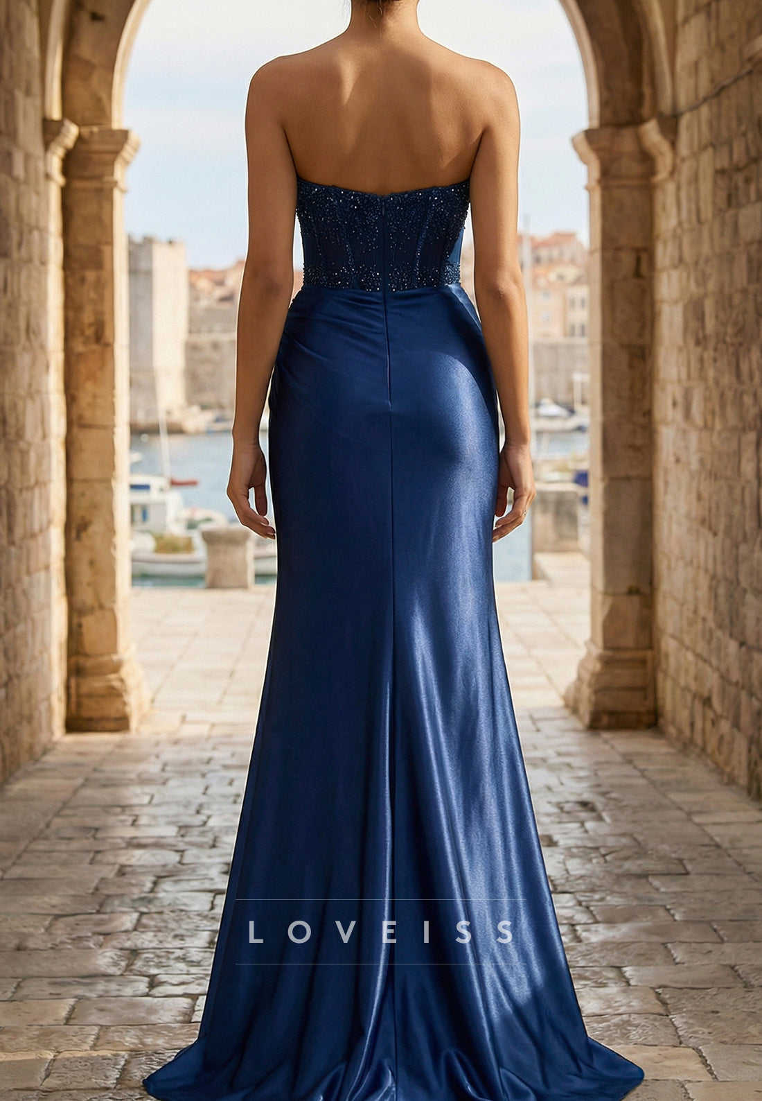 Sweetheart Beaded Side Slit Mermaid Prom Dress