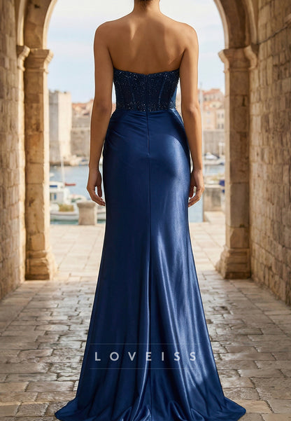 Sweetheart Beaded Side Slit Mermaid Prom Dress