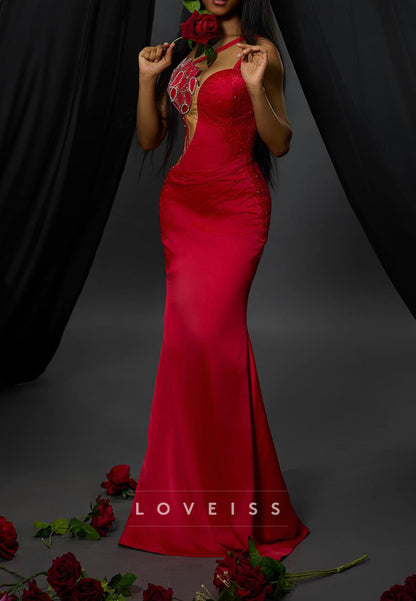 Sweetheart Straps Beaded Appliques Mermaid Prom Dress for Black Girls