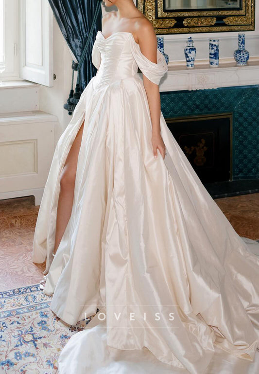 Sweetheart Satin Sleeveless Sleek Corset A-Line Wedding Dress