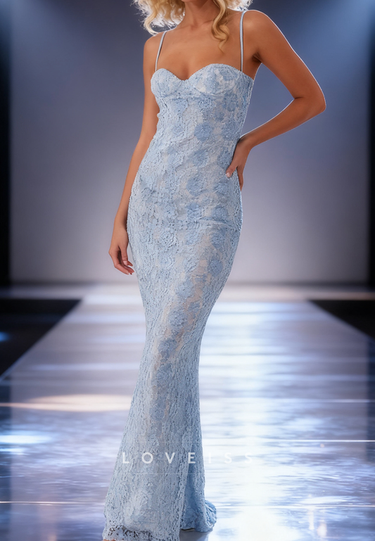 Sweethheart Spaghetti Straps Appliques Mermaid Prom Dress