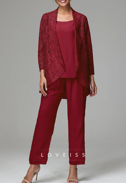 Three Piece Lace Appliques Jumpsuit Mother of Bride Dress