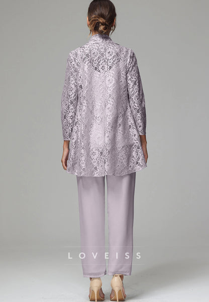 Three Piece Lace Appliques Jumpsuit Mother of Bride Dress