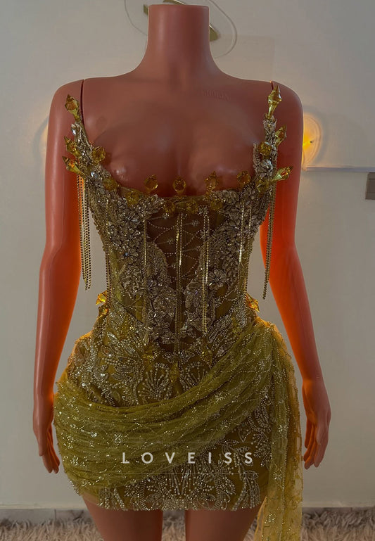 V-Neck Beaded Embroidery Appliques Sparkly Sheath Party Homecoming Dress