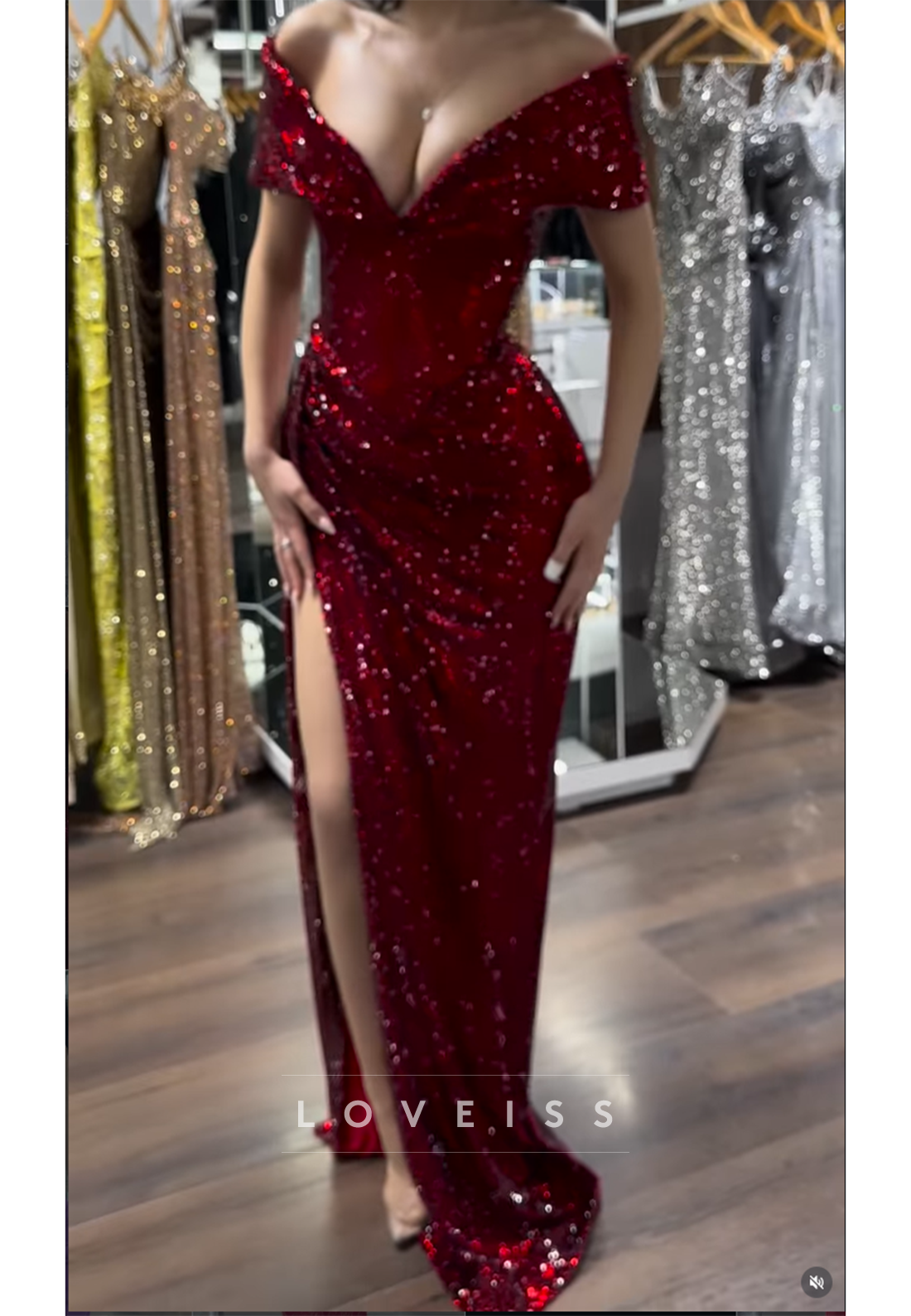 V-Neck Beaded Embroidery Sparkly Mermaid Prom Dress