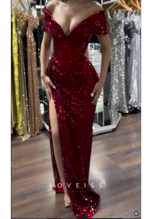 V-Neck Beaded Embroidery Sparkly Mermaid Prom Dress