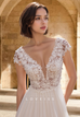 A-Line V-Neck Ivory Chiffon Beach Wedding Dress with Appliques OW636