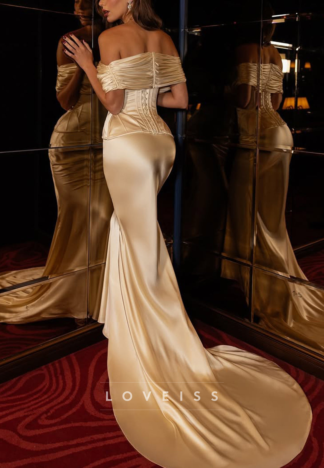 V-Neck Corset Fitted Sleeveless Mermaid Evening Dress
