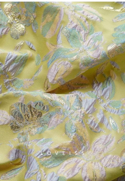 V-Neck Long Sleeves Sleek Floral Printed A-Line Mother of Bride Dress