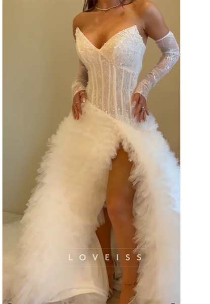 V-Neck Lace Appliques Corset Ball Gown Wedding Dress