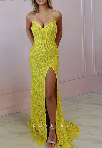 V-Neck Lace Appliques Sleeveless Sheath Evening Dress