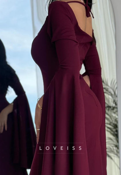 V-Neck Long Sleeves Bodycon Mermaid Evening Dress