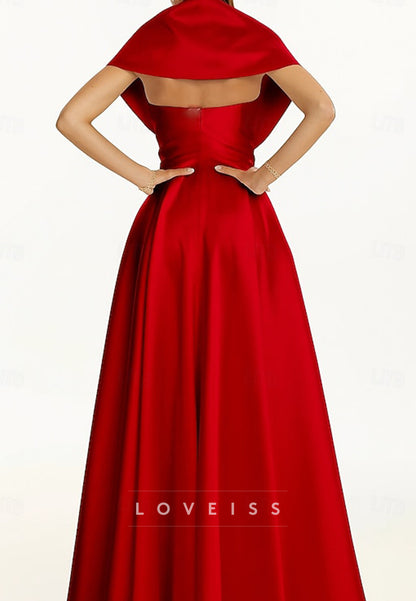 V-Neck Mother of Bride Dress Sleeveless Satin A-Line Formal Dress