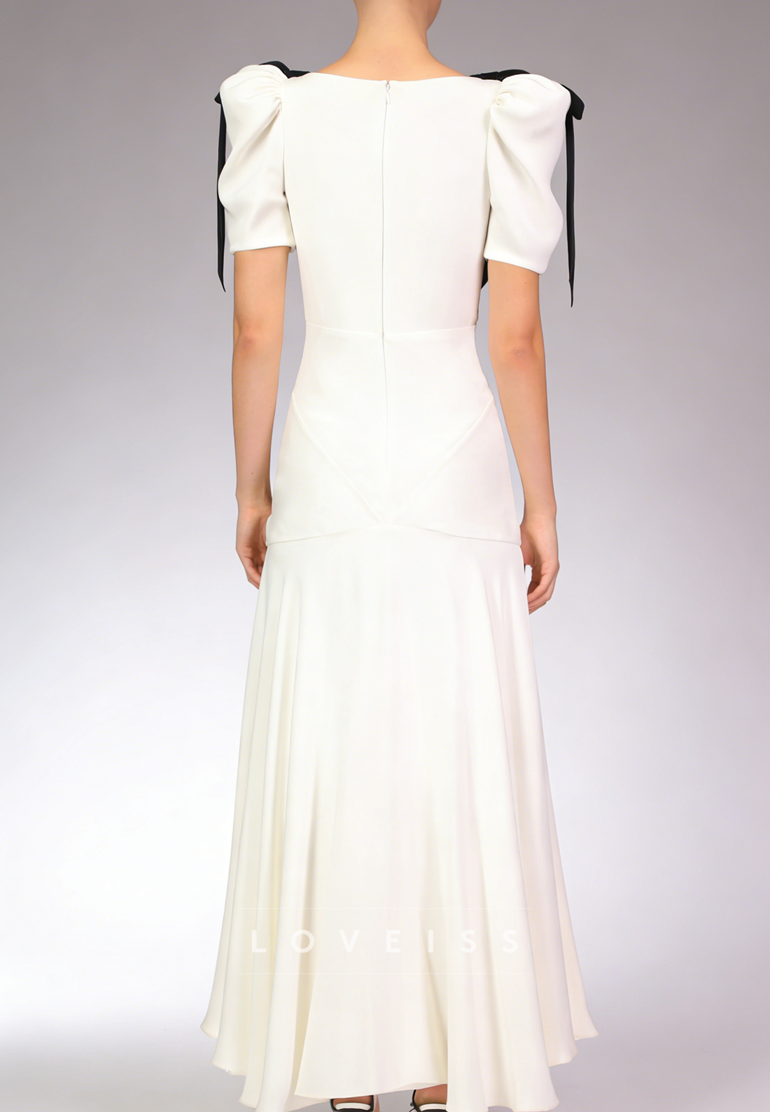 V-Neck Short Sleeves A-Line Wedding Dress