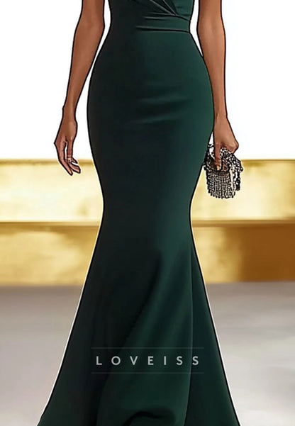V-Neck Short Sleeves Mermaid Mother of Bride Dress