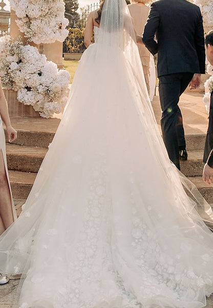 V-Neck Sleeveless Beaded Embroidery Floral Mermaid Wedding Dress