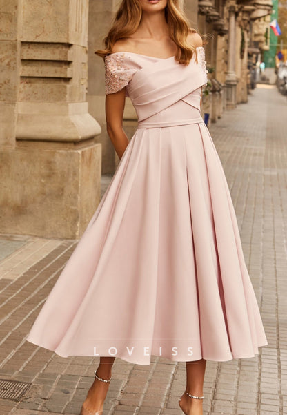 V-Neck Sleeveless Beaded Pleated A-Line Mother of Bride Dress